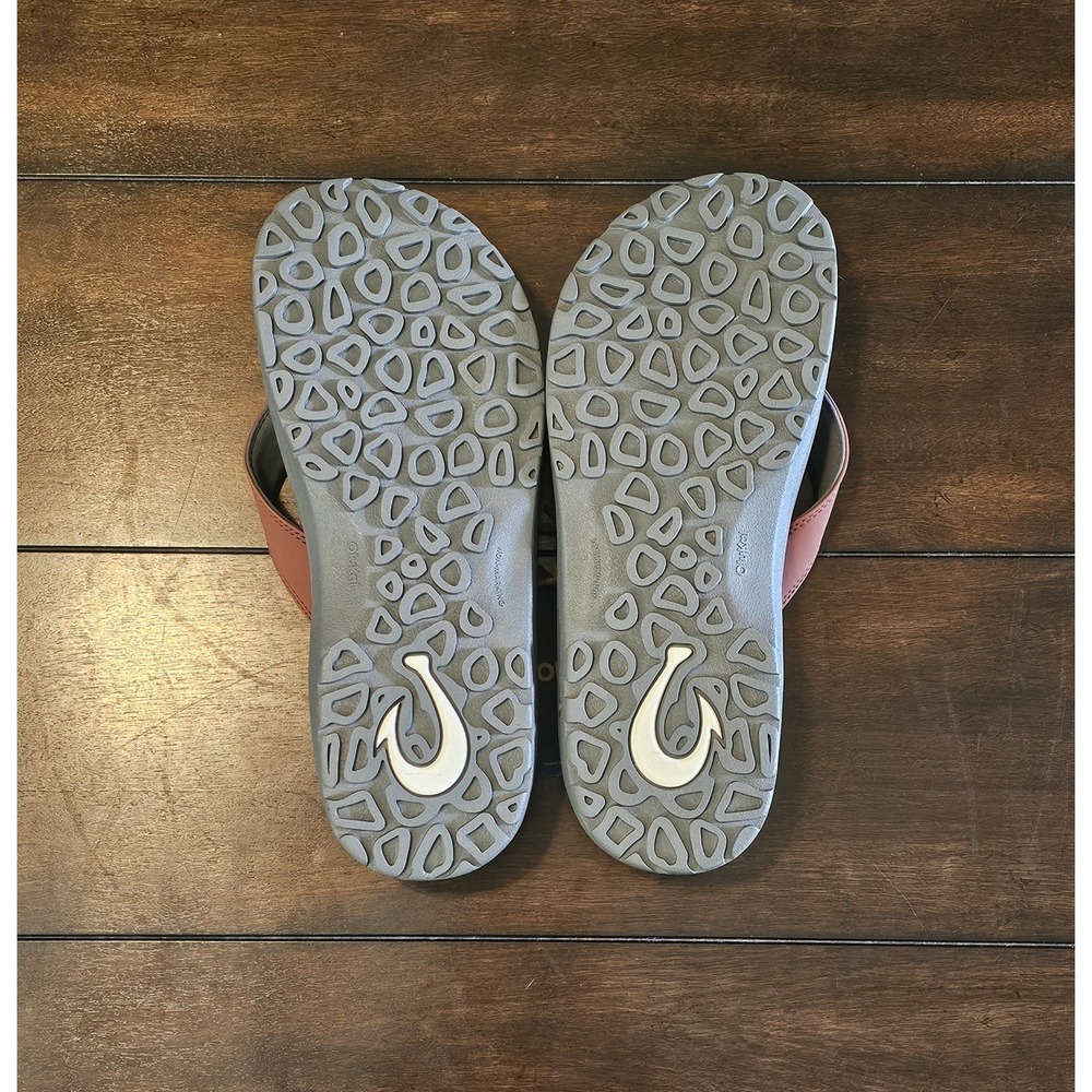 NWT OluKai Ohana Leather Sandals Men's Size 13 Canoe/Rock Beach Flip Flop - Picture 9 of 11